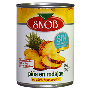 Piñas en rodajas en su Jugo 600 g - Alimentos Snob