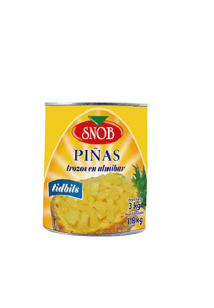 Piña en cubos en almíbar